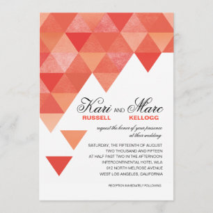 Geometric Triangles Wedding coral peach Invitation