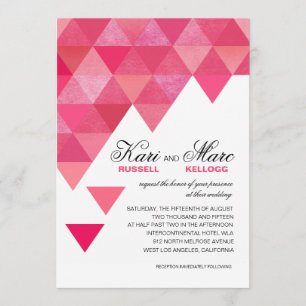 Geometric Triangles Wedding fuschia hot pink Invitation