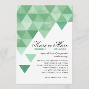 Geometric Triangles Wedding mint green Invitation