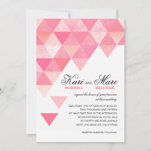 Geometric Triangles Wedding  pink mauve Invitation