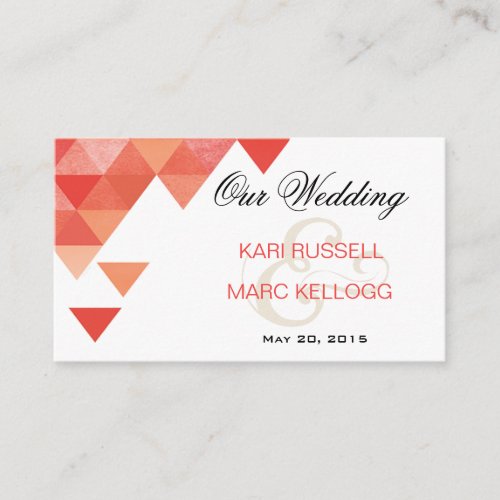 Geometric Triangles Wedding Website  coral Enclosure Card