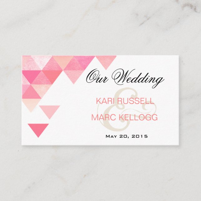 Geometric Triangles Wedding Website | pink mauve Enclosure Card (Front)
