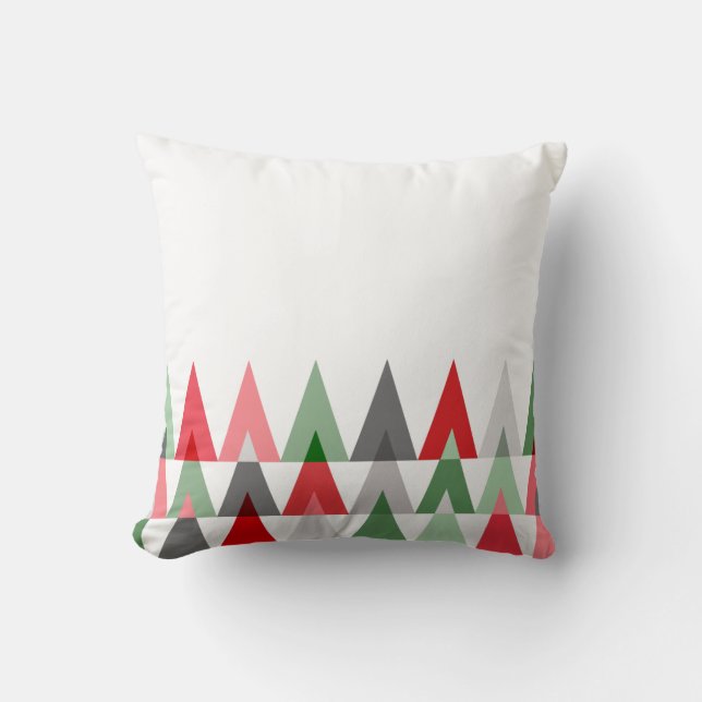 Geometric Triangles | white red green Throw Pillow (Front)