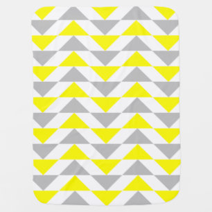 Geometric Triangles Yellow,  Gray, White Pattern Stroller Blanket