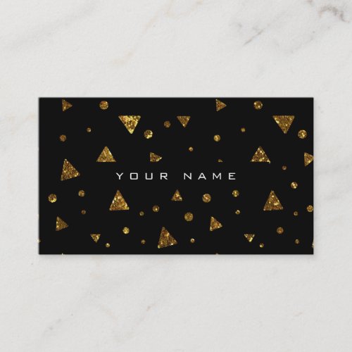 Geometric Triangular Glitter Golden Black Vip Business Card