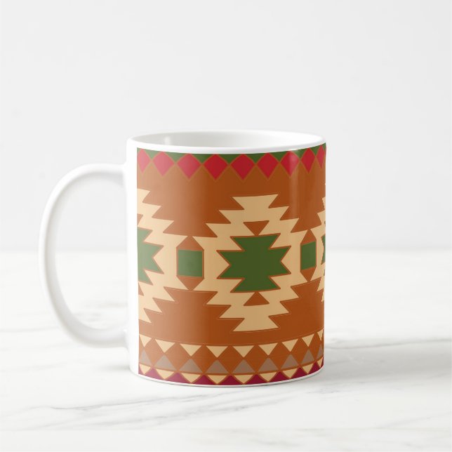 Geometric Tribal Aztec Colorful Pattern Coffee Mug (Left)