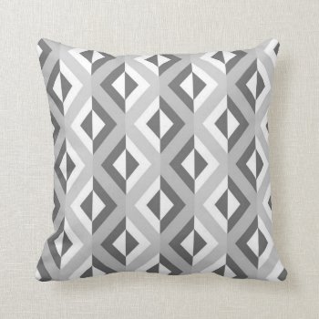 Geometric Tribal Diamond Pattern Grey Throw Pillow by AnyTownArt at Zazzle