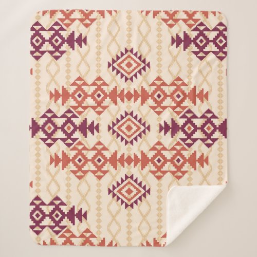 Geometric Tribal Seamless Ethnic Pattern Sherpa Blanket