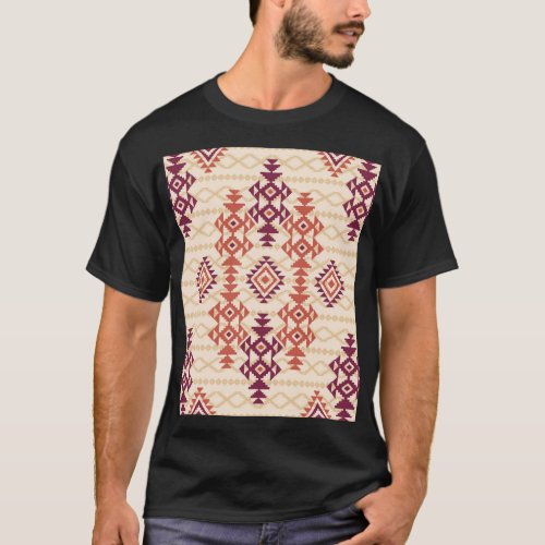 Geometric Tribal Seamless Ethnic Pattern T_Shirt