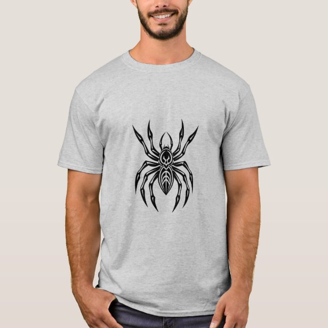 Geometric Tribal Spider – Minimalist Black Insect T-Shirt (Front)