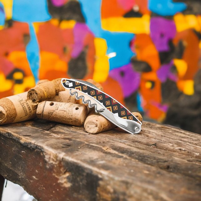Geometric Tribal Triangle Pattern Waiter's Corkscrew (Corkscrew Bottle Opener)