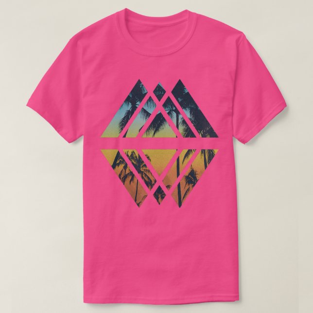 Geometric Tropical Beach T-Shirt (Design Front)