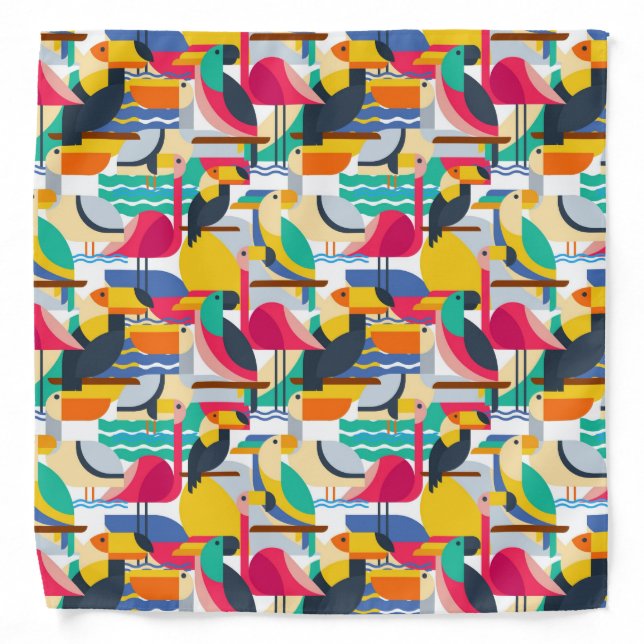 Geometric Tropical Birds Bandana (Front)