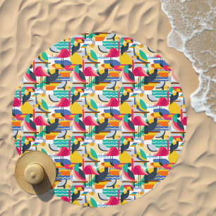 Geometric Tropical Birds Beach Towel