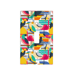 Geometric Tropical Birds Light Switch Cover