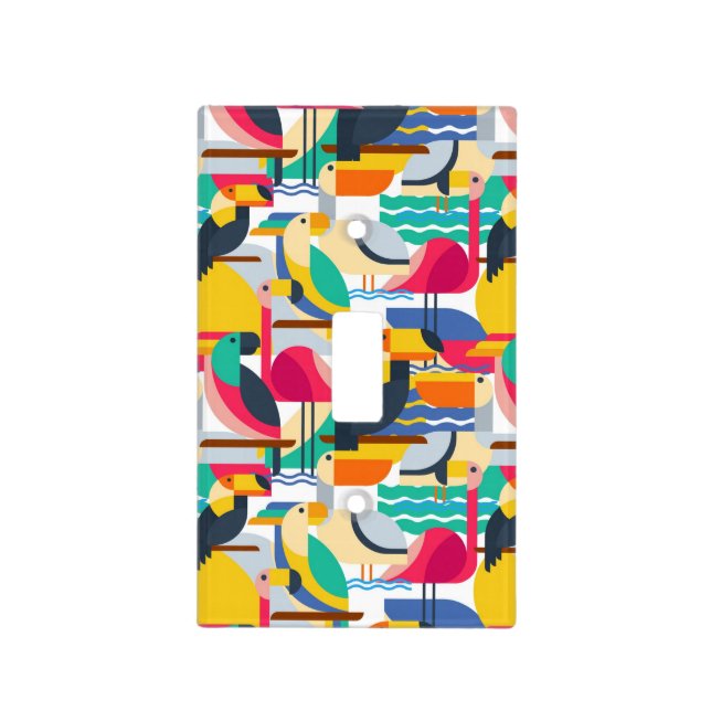 Geometric Tropical Birds Light Switch Cover (Front)