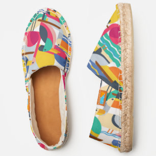 Geometric Tropical Birds Monogram Espadrilles
