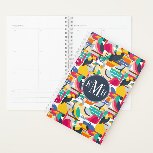 Geometric Tropical Birds | Monogram Planner (Display)