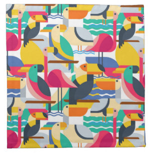 Geometric Tropical Birds Napkin