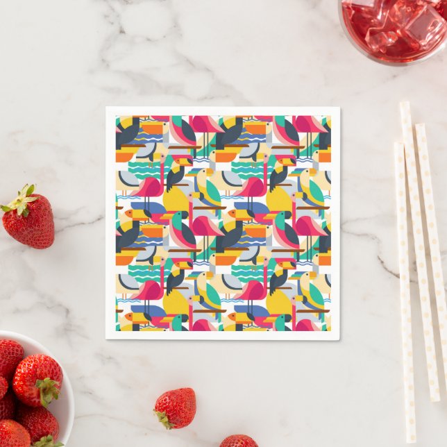 Geometric Tropical Birds Napkins (Insitu)
