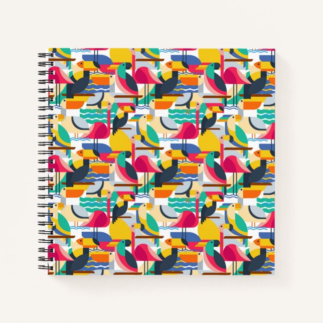 Geometric Tropical Birds Notebook (Front)