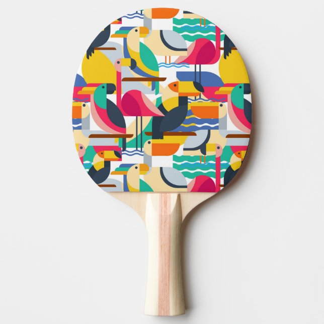 Geometric Tropical Birds Ping-Pong Paddle (Front)
