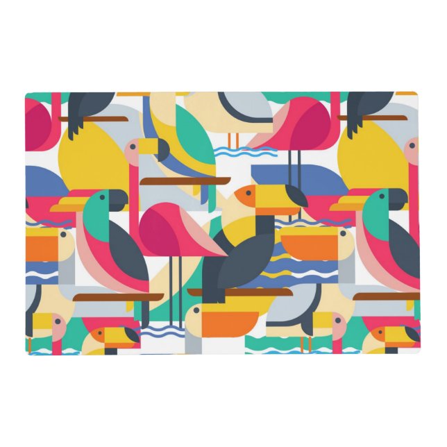 Geometric Tropical Birds Placemat (Front)