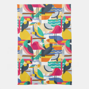 Geometric Tropical Birds Towel