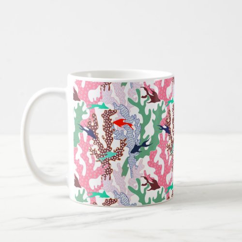 Geometric Tropical Fish Coral Reef  Coffee Mug