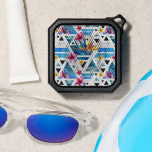 Geometric Tropical Flowers Pattern Bluetooth Speaker