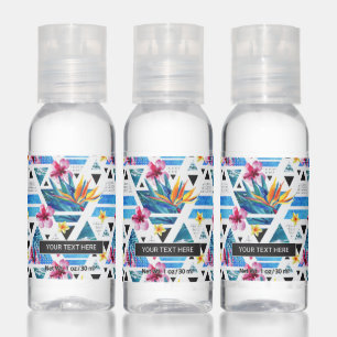 Geometric Tropical Flowers Pattern Hand Sanitizer