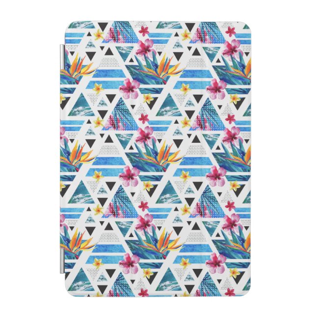 Geometric Tropical Flowers Pattern iPad Mini Cover (Front)