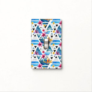 Geometric Tropical Flowers Pattern Light Switch Cover
