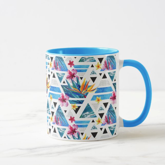 Geometric Tropical Flowers Pattern Mug (Right)
