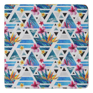 Geometric Tropical Flowers Pattern Trivet