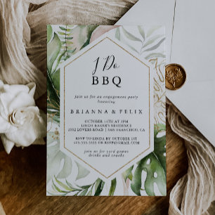 Geometric Tropical Gold I Do BBQ Engagement Party Invitation