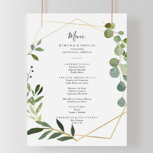 Geometric Tropical Green Leaves Spanish Dinner Menu