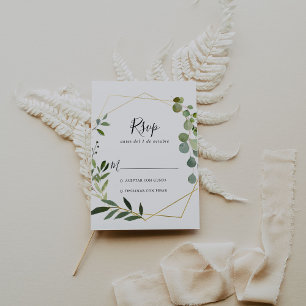 Geometric Tropical Green Leaves Spanish RSVP