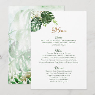 Geometric Tropical Green Palm Leaves Art Wedding M Menu