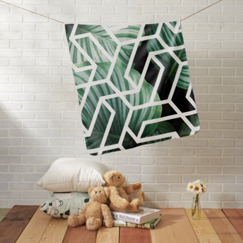 Geometric Tropical Leaves Pattern Design Baby Blanket