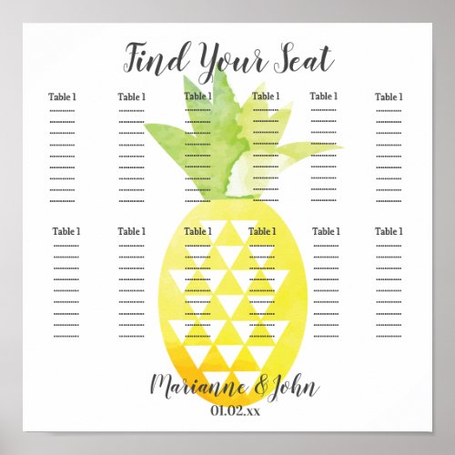 Geometric Tropical Pineapple Wedding Seating Chart