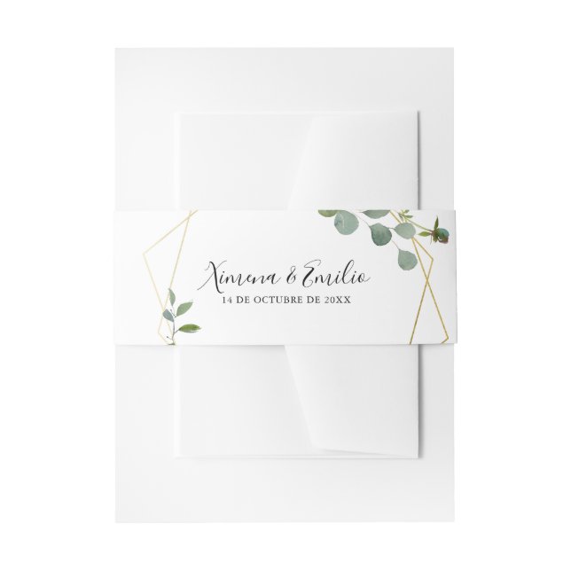 Geometric Tropical Spanish Wedding Invitation Belly Band (Front Example)