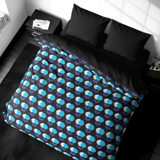 Geometric Tulips Blue and Black Duvet Cover