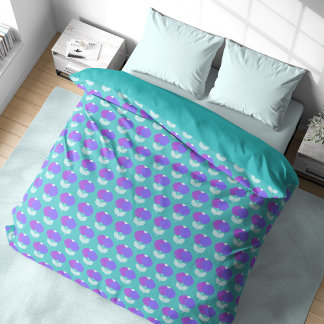 Geometric Tulips Purple and Aqua Duvet Cover
