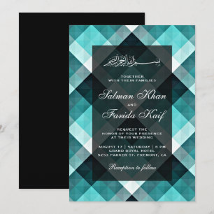 Geometric Turquoise Abstract Islamic Wedding Invitation