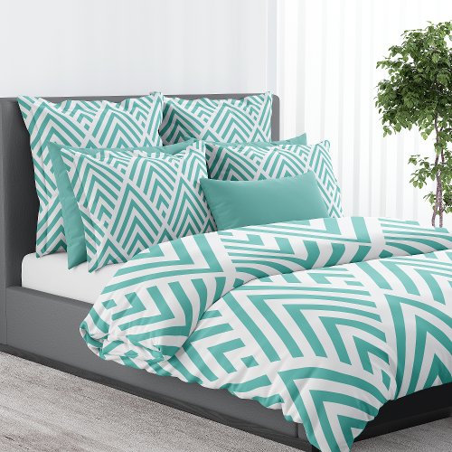 Geometric Turquoise Diamond Weave Duvet Cover