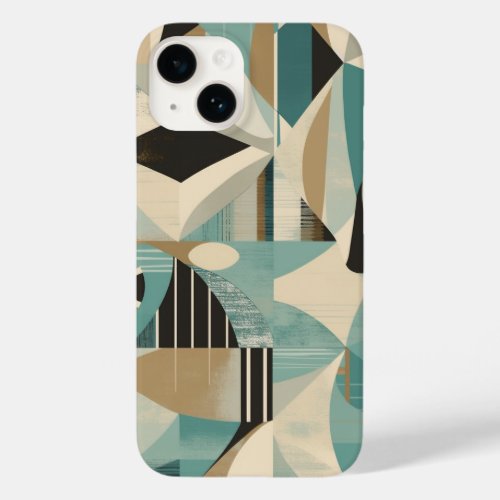 Geometric Turquoise Mid_Century Modern Pattern Case_Mate iPhone 14 Case