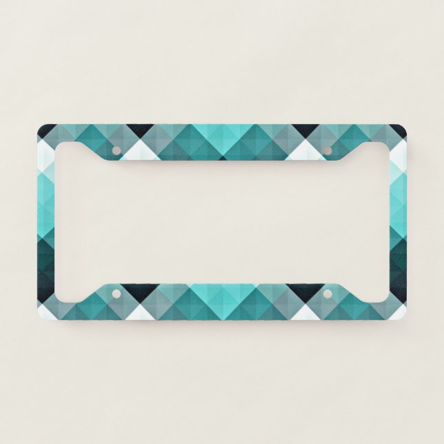 Geometric Turquoise Pattern License Plate Frame (Front)