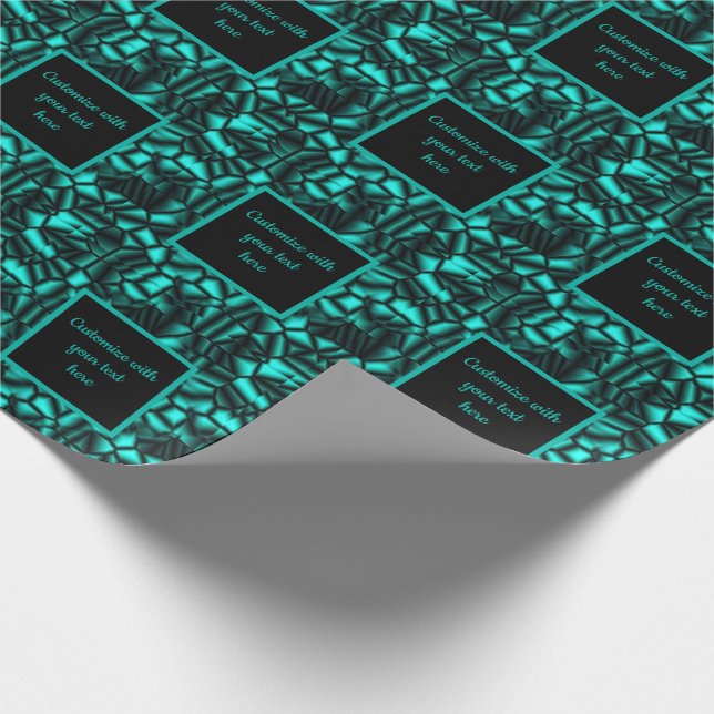 Geometric Turquoise Shapes Pattern Personalized Wrapping Paper (Corner)