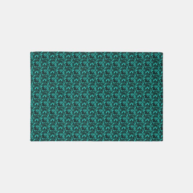 Geometric Turquoise Shapes Pattern Rug (Front)
